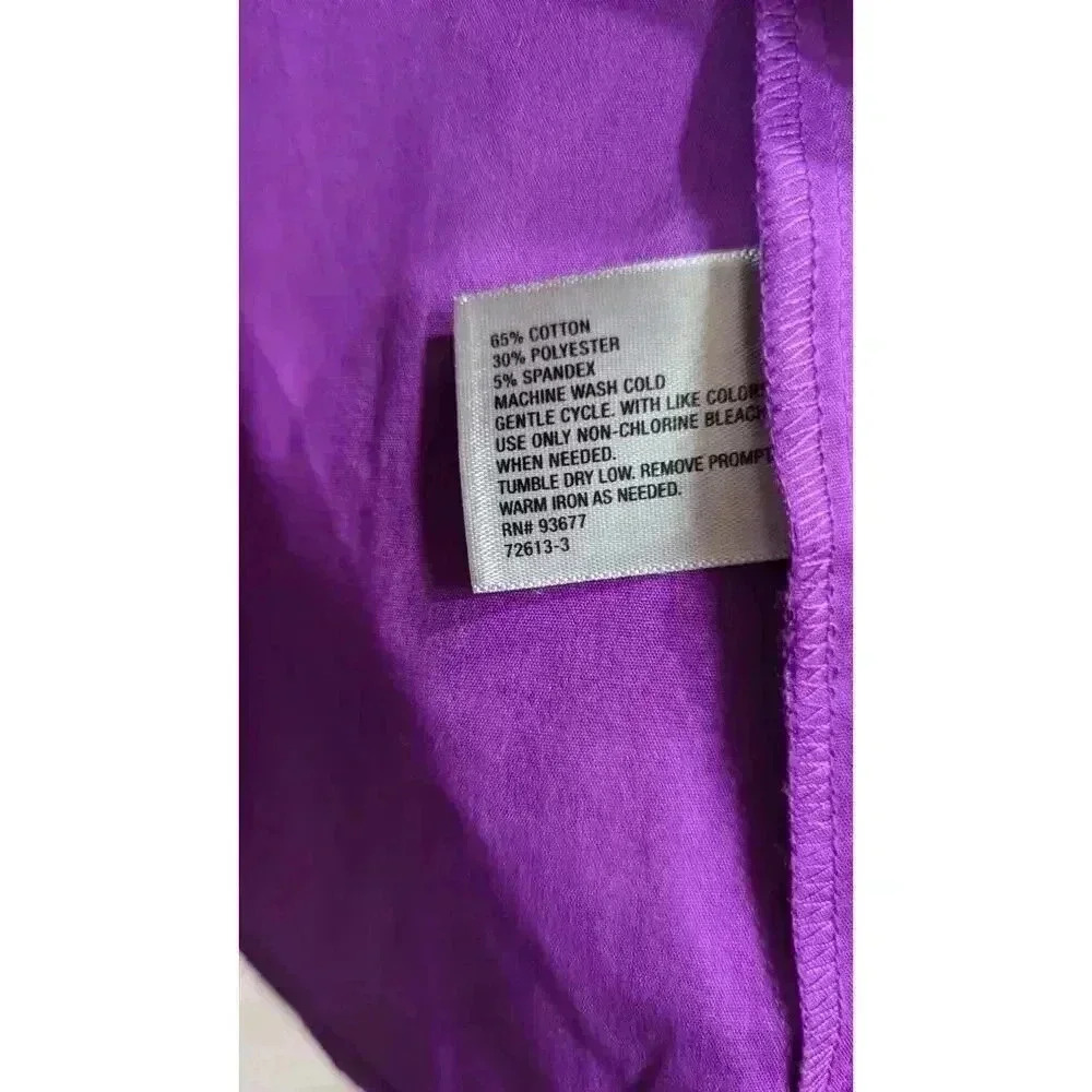 Purple short sleeve button up dress blouse, Worthington size Large - Picture 4 of 8